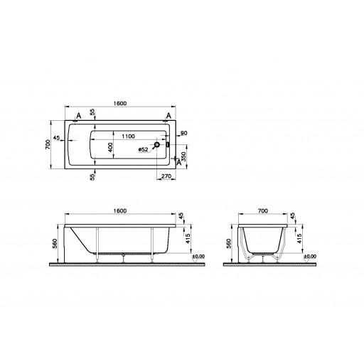 Ванна акриловая Vitra Neon белая 160х70 см 52520001000